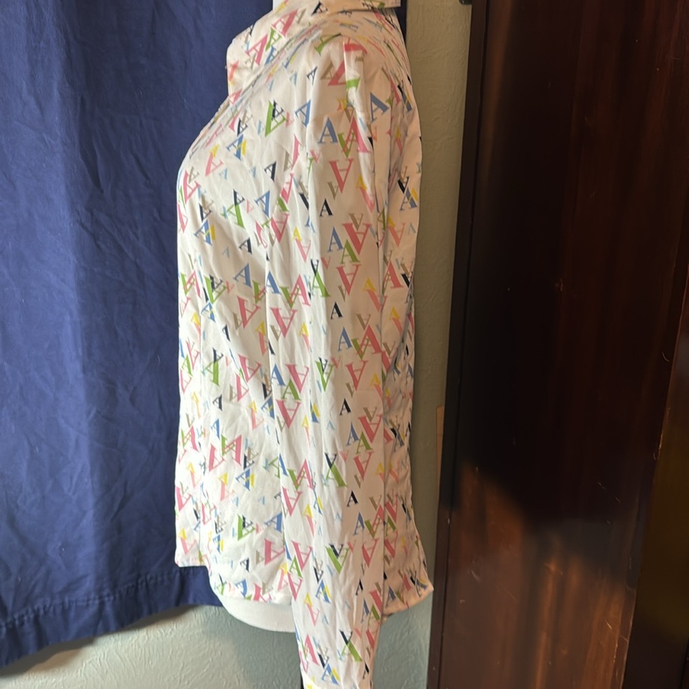 A-Line Retro Printed Button Down Blouse - image 2